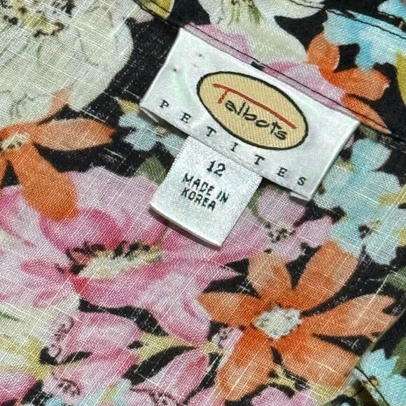 Talbots 100% Linen Floral Button-Down Shirt – Petite 12 – 3/4 Sleeve – NWOT - Picture 7 of 10